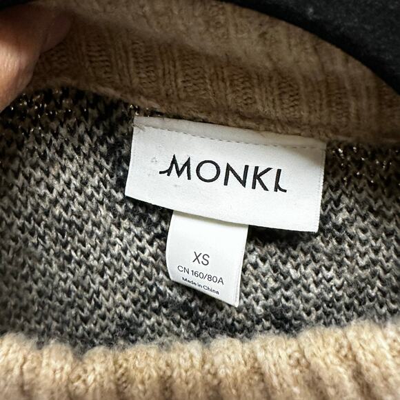 Monki knit jacquard face sweater in beige - Picture 7 of 8